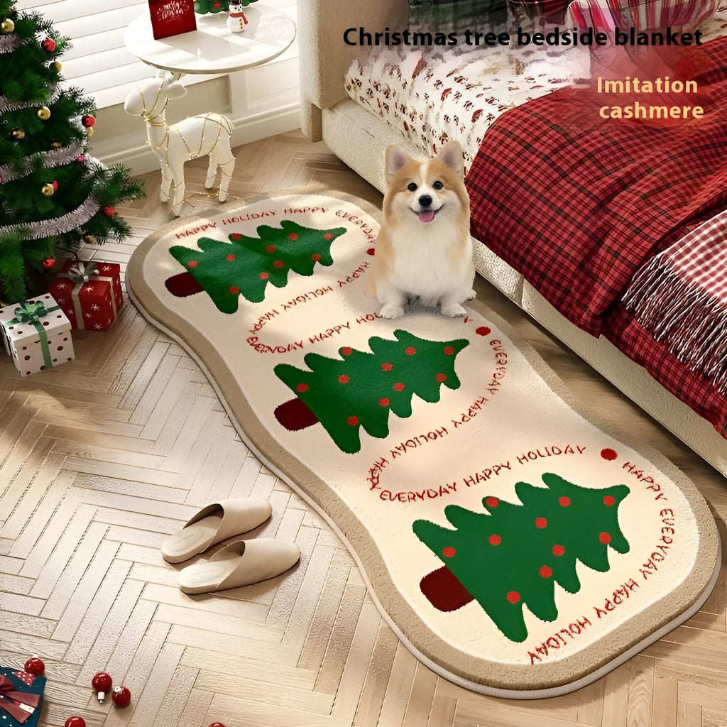 Christmas imitation cashmere carpet with plant pattern and ginger bear design in various sizes