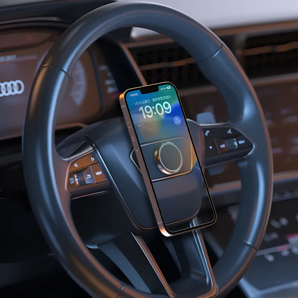 Obsidian black magnetic mobile phone holder with alloy construction and centripetal force adsorption design