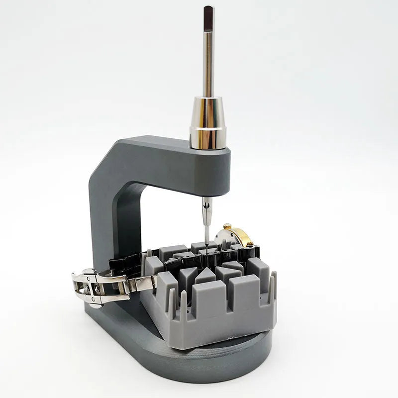 Silver tool steel press strap removal tool with metric measurements
