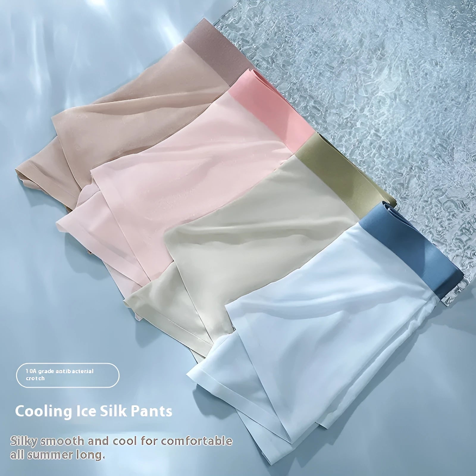 Men's ice silk shorts in bean green with a seamless mid-waist design