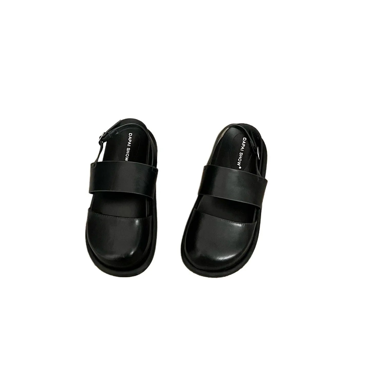Women's retro apricot closed-toe sandals with an ankle strap buckle on a microfiber upper.
