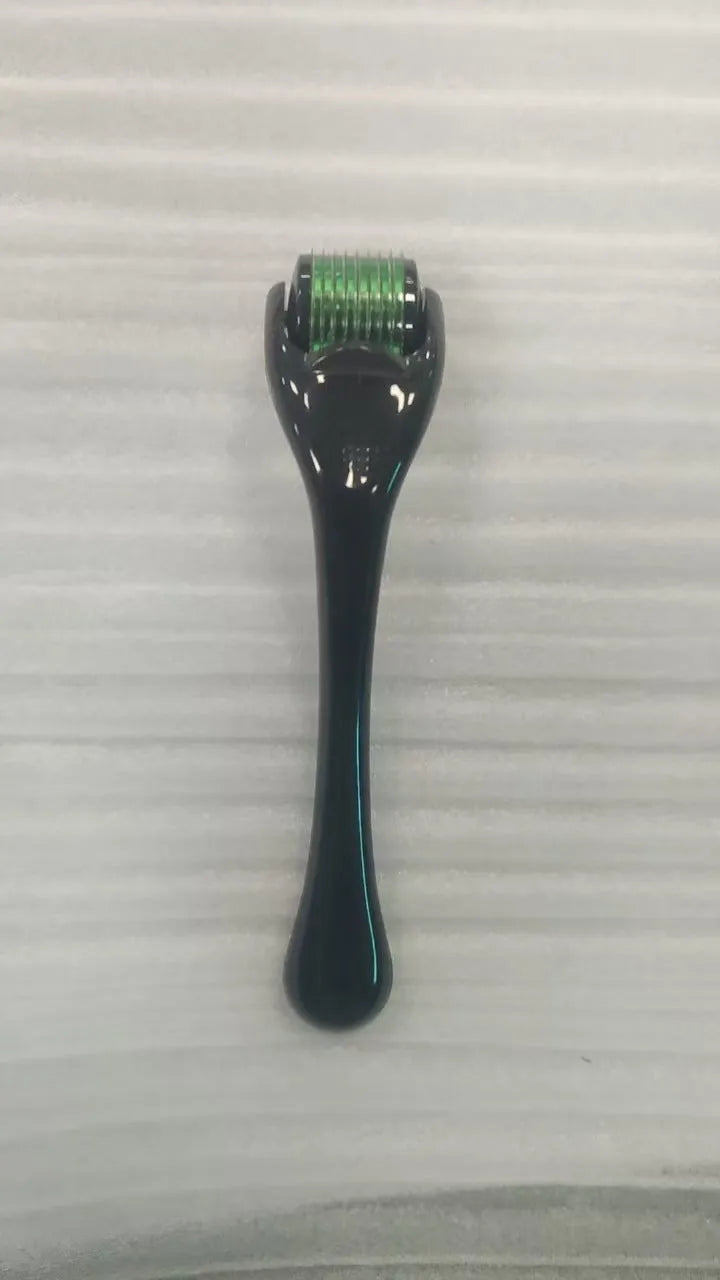 540 needle derma roller micro needling device with black handle and purple roller wheel