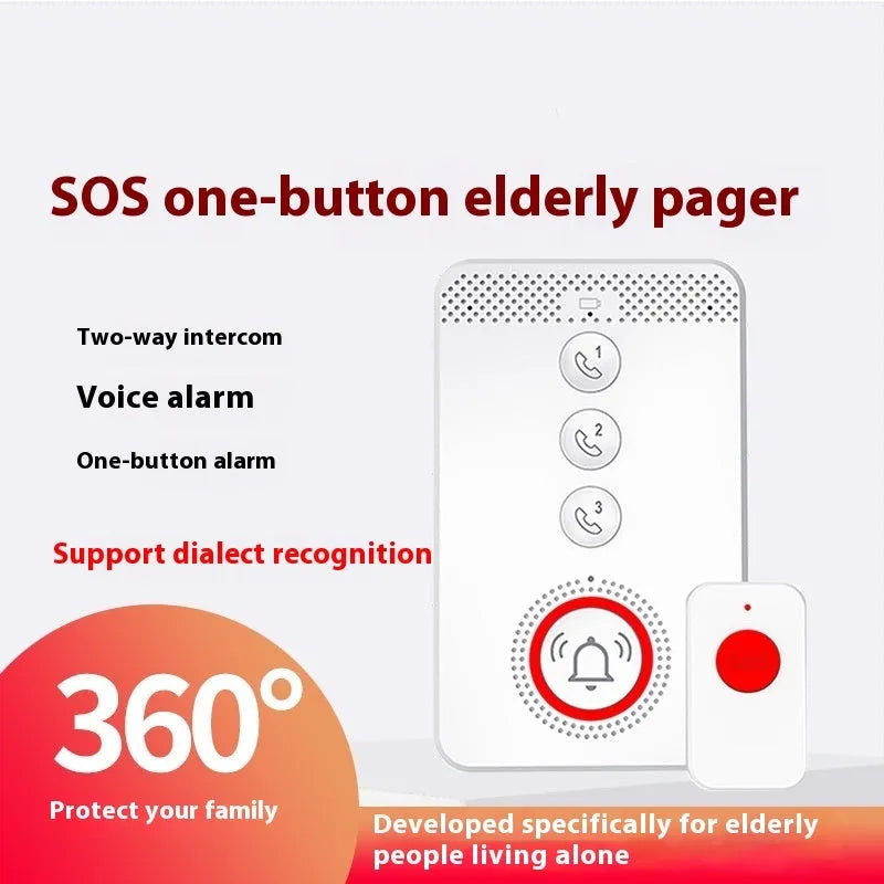 White elderly emergency alert device with one buzzer unit and three wireless call buttons