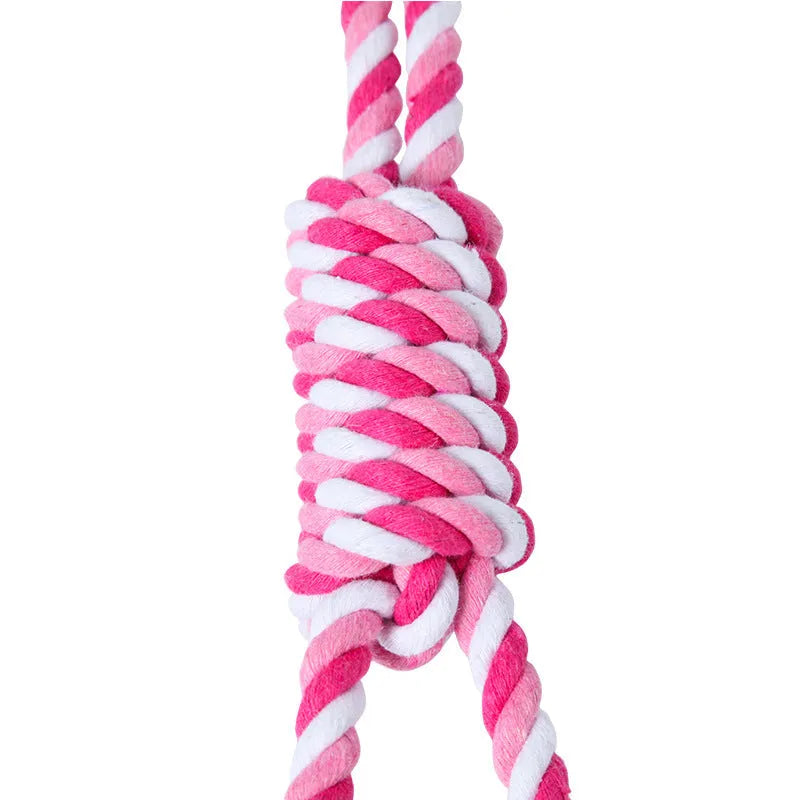 38cm red and white cotton rope dog toy with ventilation holes for medium and large breeds
