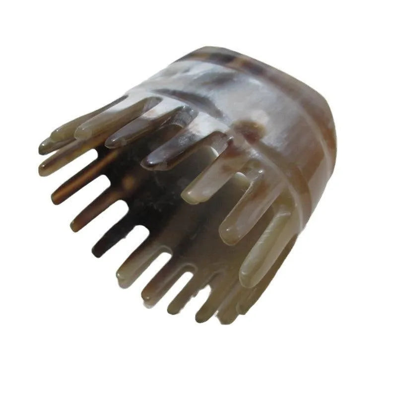 White buffalo horn comb with half-wide-tooth design for head meridian massage and hair detangling