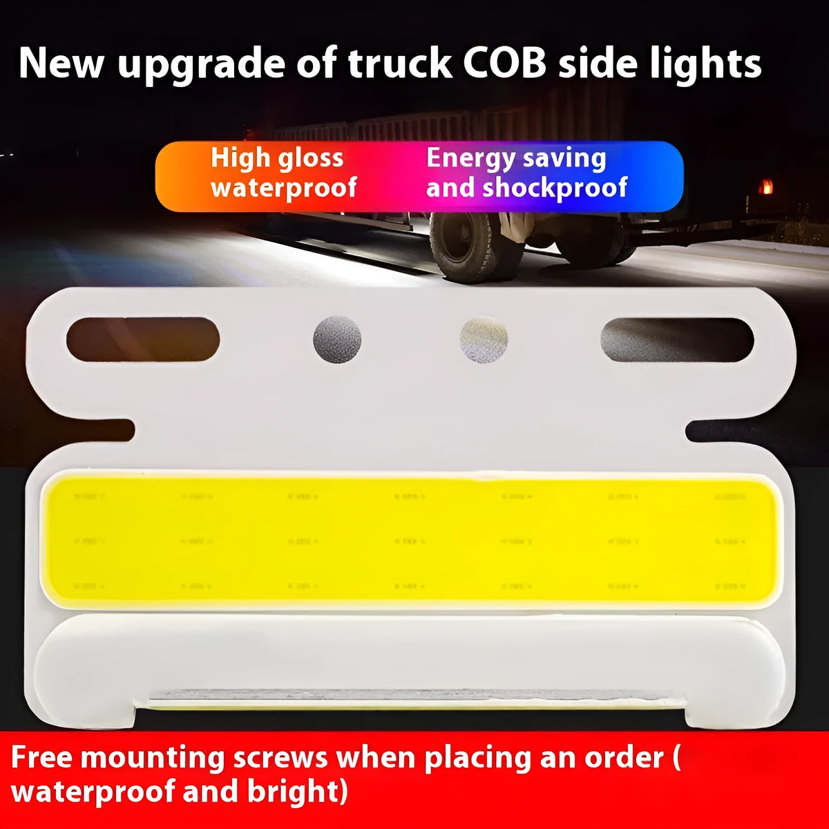 Waterproof aluminium alloy LED truck side light for 12V and 24V vehicles, shown in multiple colour options.