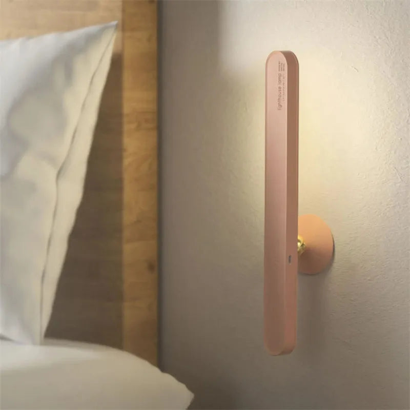 Geometric desk lamp with magnetic suction showing touch switch and USB power connection