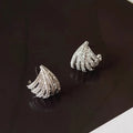Geometric line design zircon earrings in platinum colour with European-American styling
