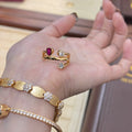 Geometric irregular cross diamond ring in two-tone colours with double-headed design
