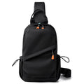 Black mens waterproof polyester crossbody bag with single shoulder strap in casual style