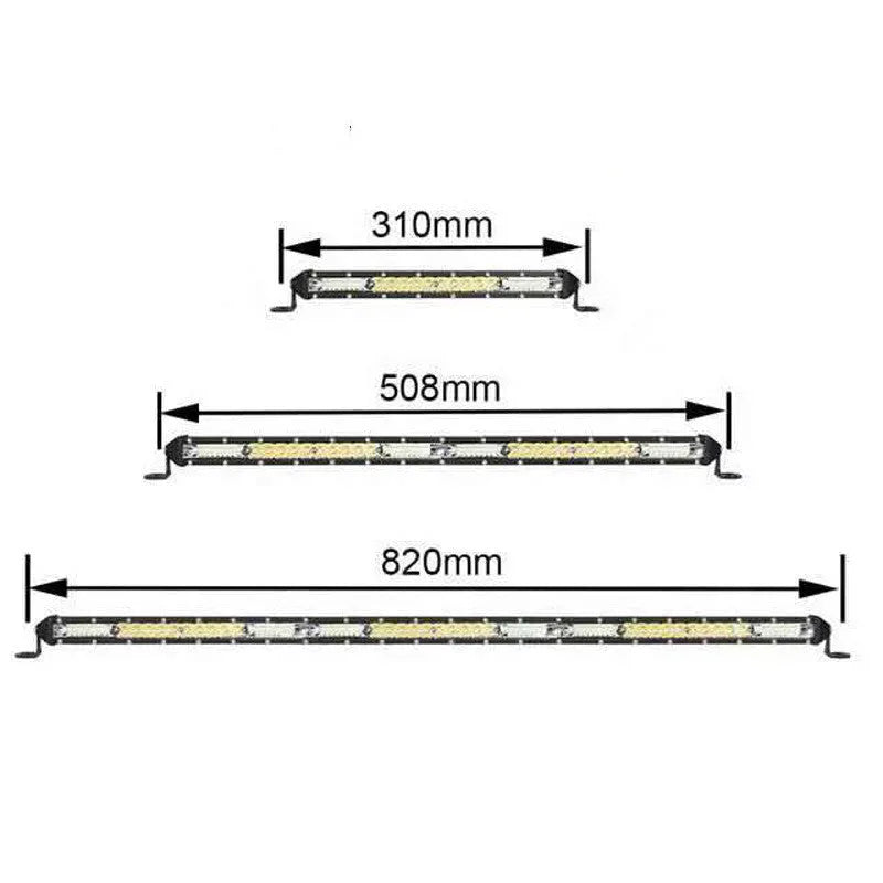 Ultra-thin white aluminium LED light bar for motocross bike roof or vehicle mounting.