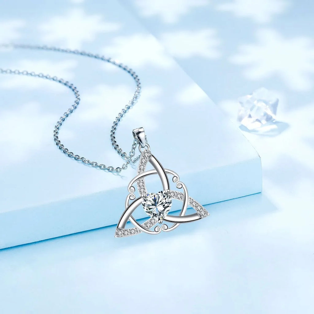 Geometric Celtic knot copper necklace for women with electroplated colour finish options