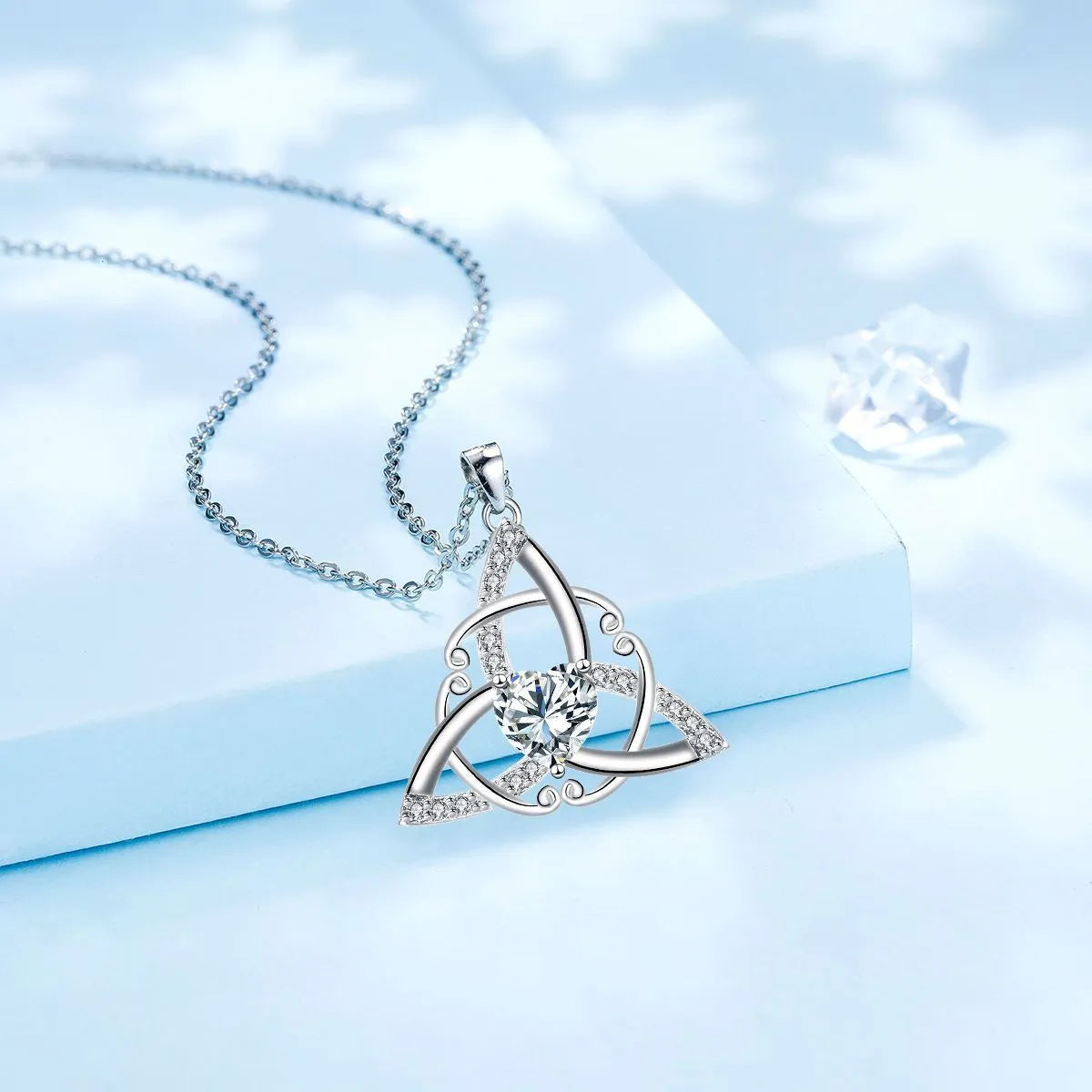 Geometric Celtic knot copper necklace for women with electroplated colour finish options