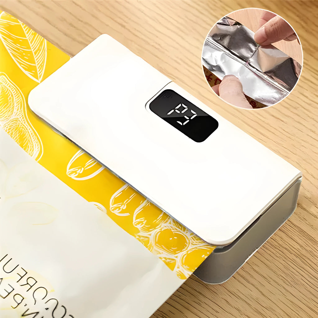 Small portable mini sealing machine for plastic bags in blue and white colour options