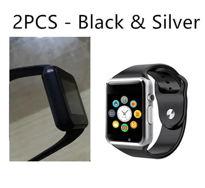 A1 Smart Watch with 1.54-inch touchscreen in multiple colours showing phone and camera features