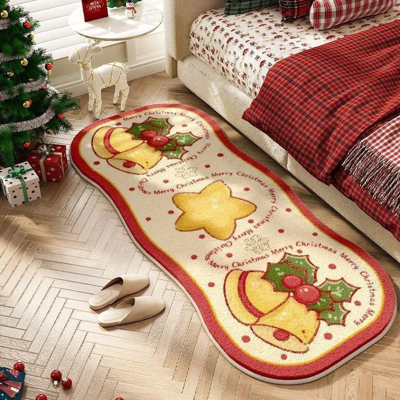 Christmas imitation cashmere carpet with plant pattern and ginger bear design in various sizes