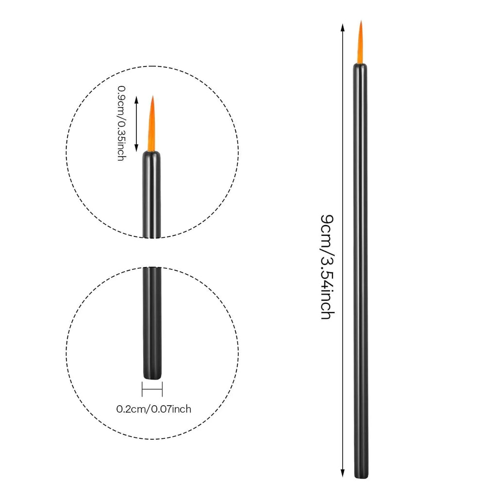 100 disposable black eyeliner brushes with ultra-fine point applicators and protective plastic sleeves