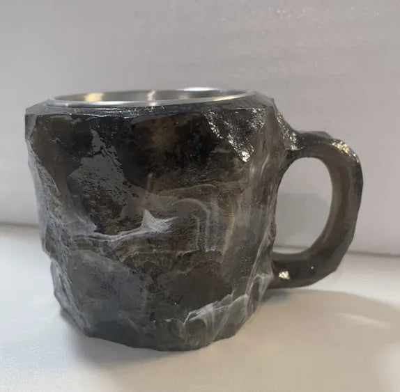 Clear resin coffee mug with crystal texture and handle in assorted colours