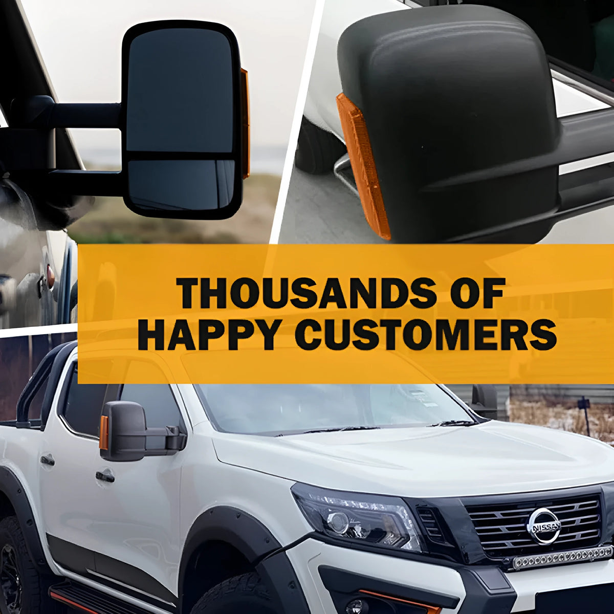 Black electric exterior rear vision mirror with integrated indicator for D23 Nissan NP300