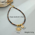 Leopard geometric pendant stainless steel necklace with electroplated 18K gold finish