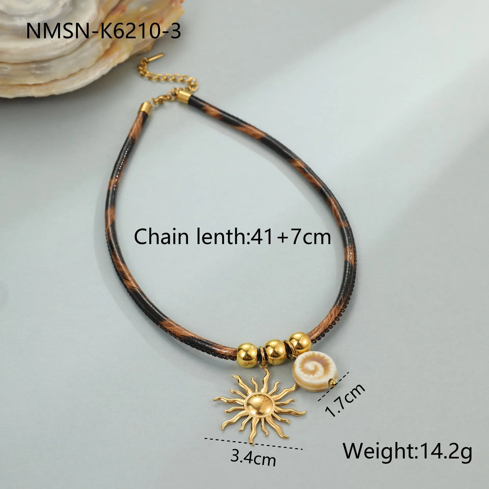 Leopard geometric pendant stainless steel necklace with electroplated 18K gold finish