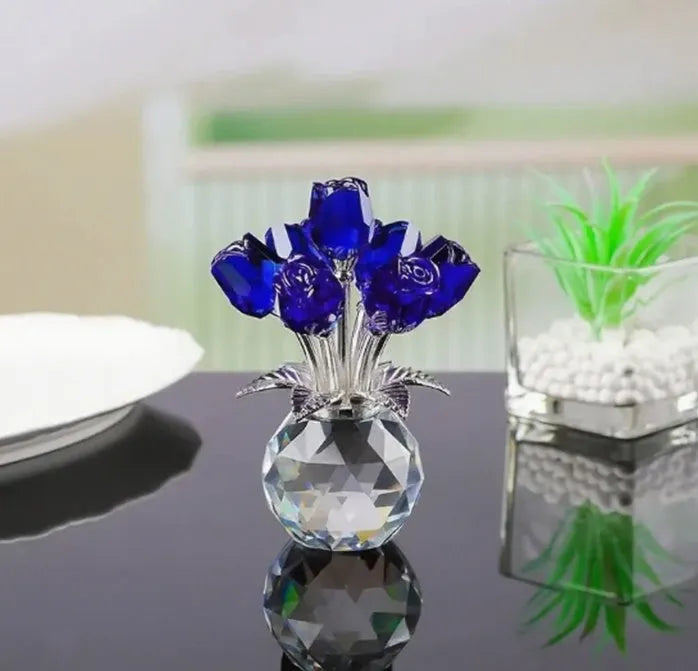 K9 crystal glass rose ornament in Chinese-style geometric shape for Valentine's Day gifting and home decoration