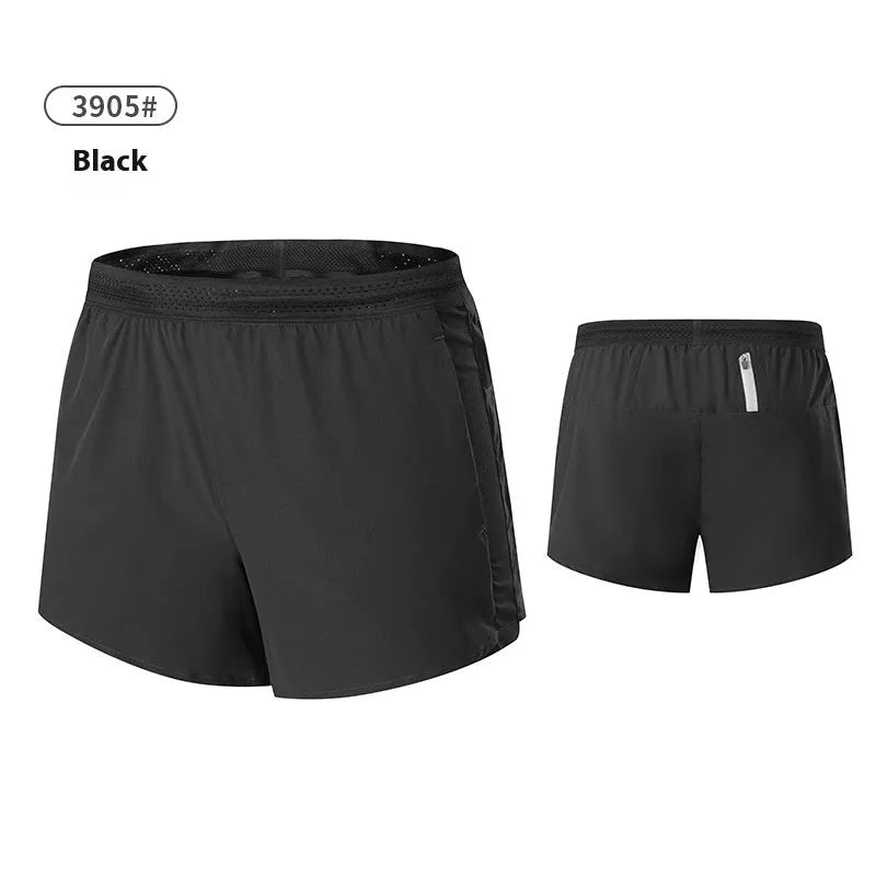 Men's black polyester basketball shorts with low-waist elasticated waistband laid flat