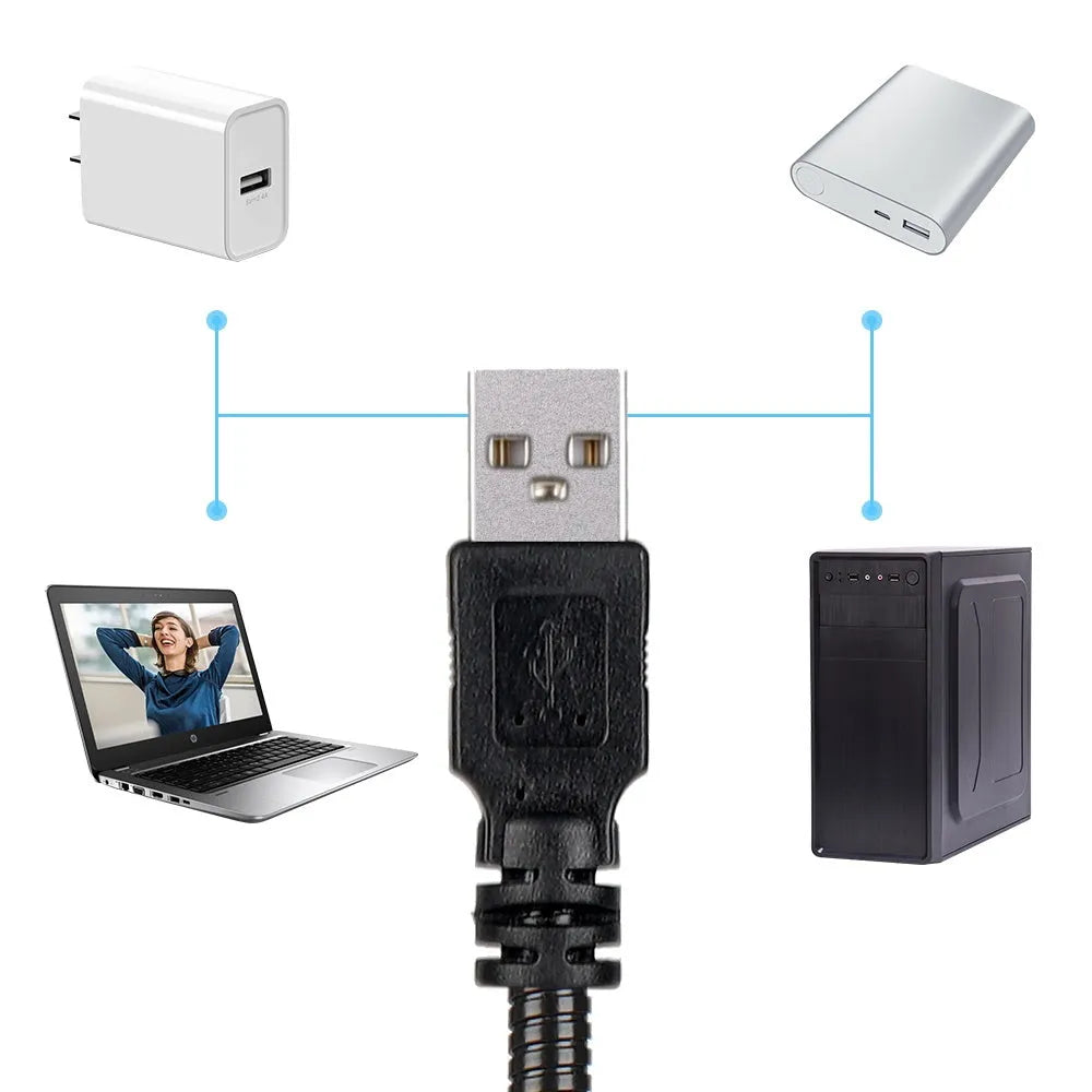 Earth and moon projection lamp with adjustable hose bracket on USB cable
