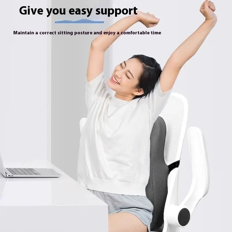 Office chair lumbar support cushion measuring 40x40x8cm in grey, pink, and navy blue colour options