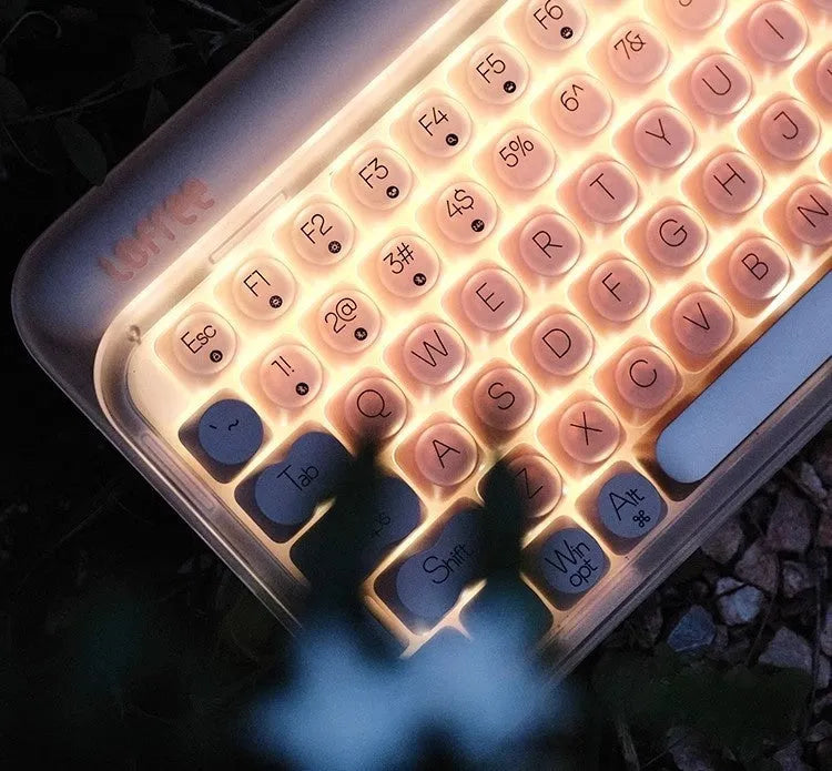 Liquid foundation coloured wireless mechanical keyboard bundle with mouse, calculator, and light