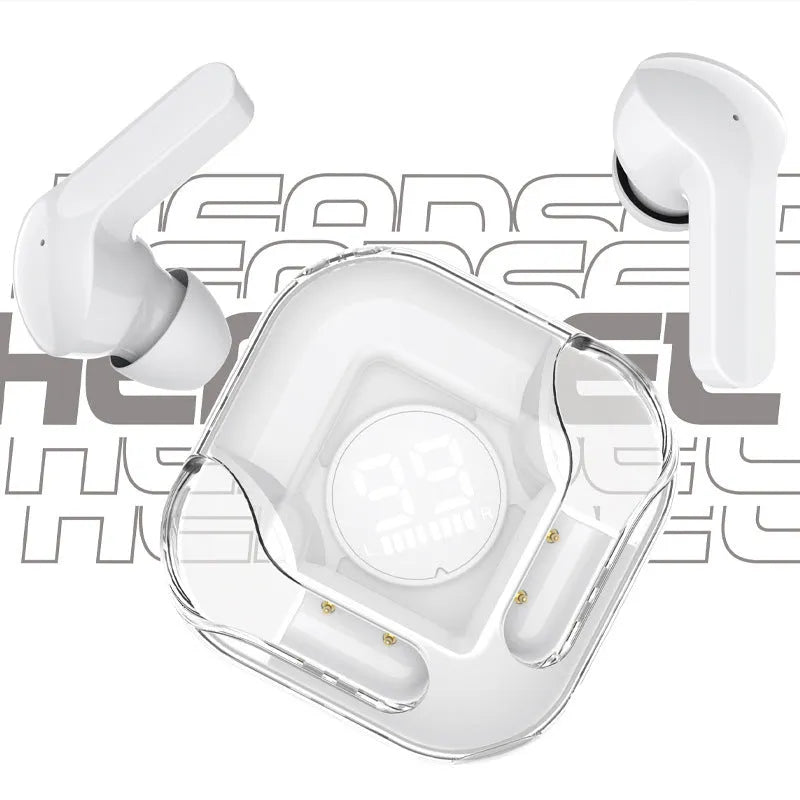 Transparent wireless Bluetooth headset with HIFI noise reduction in multiple colour options