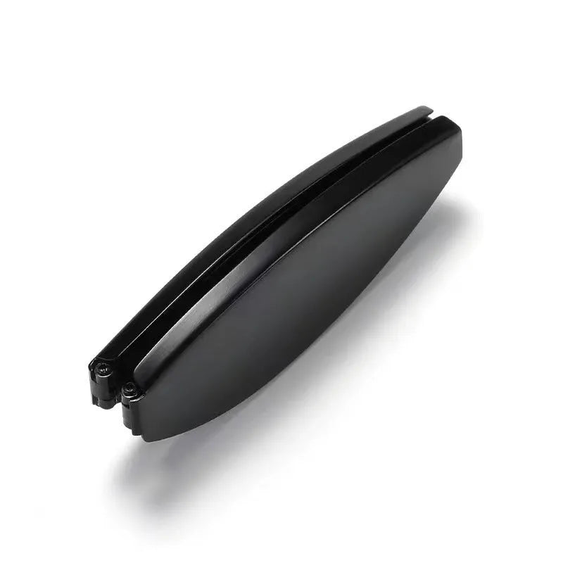 Folding presbyopic glasses in black retro frame showing ring detail and folded position