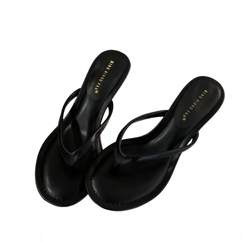 Women's round toe stiletto summer sandals in classic black colour option