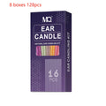 MQ Horn ear candles kit showing cotton cloth candles, protection boards, and cotton swabs in assorted colours.