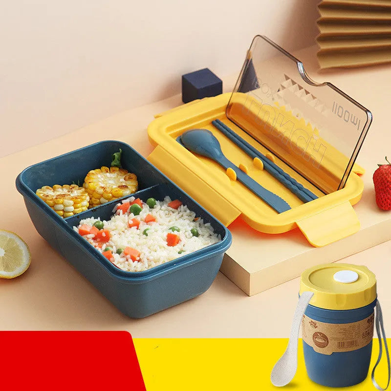 Four-compartment bento lunch box with Nordic design in green colour option