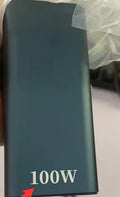 65W laptop charging bank with 20000mAh battery in metal casing showing black, blue and grey colour options