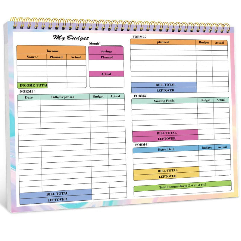B5 spiral-bound budget tally notebook with PP cover for income and expenditure tracking