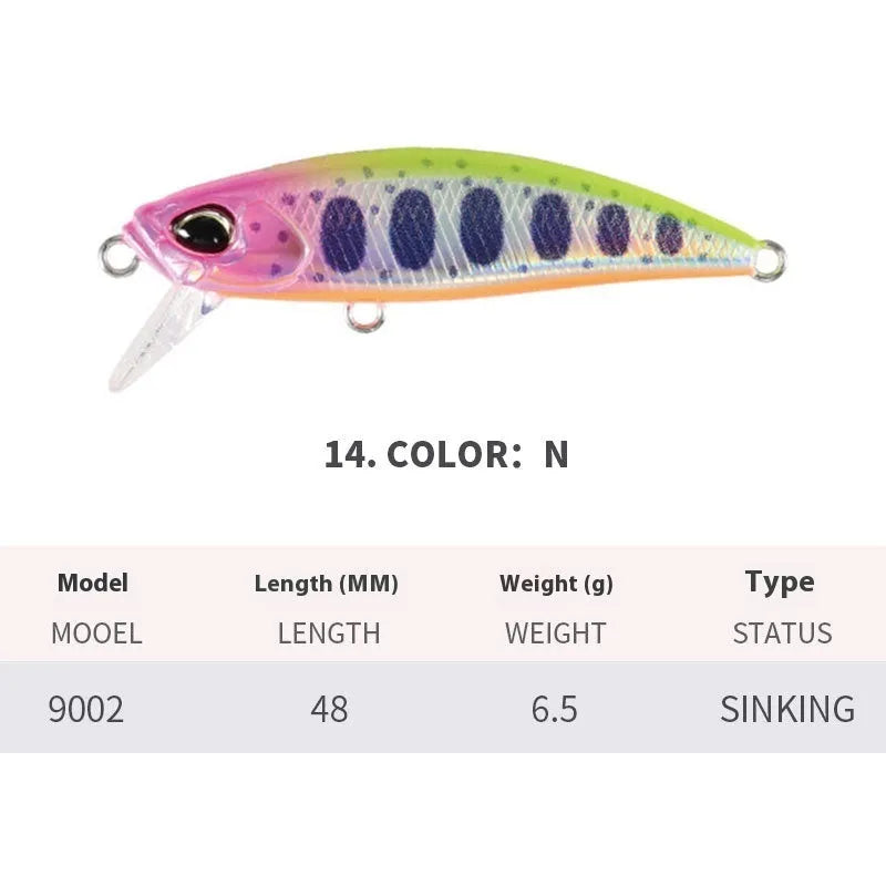 48mm hard fishing lure for snakehead and mandarin fish in multiple colour options