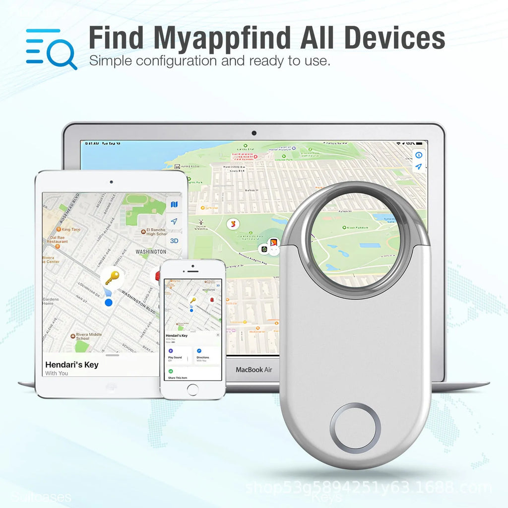 Black and white GPS pet and child tracker device with USB port, showing compact size.