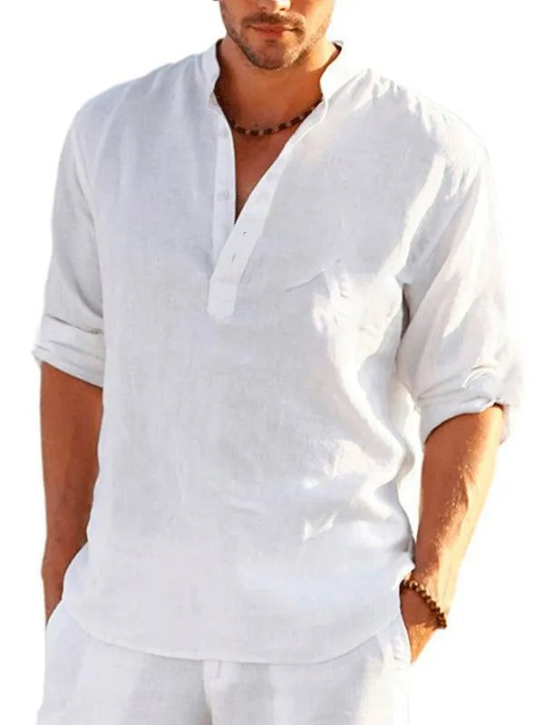 British style bamboo hemp summer shirt with striped pattern in multiple colour options