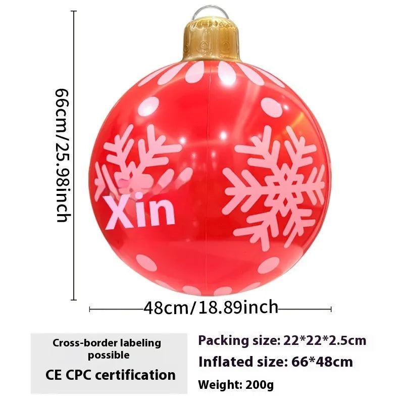 63cm inflatable Christmas ball with flashing LED lights in various designs for outdoor garden decoration