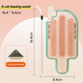 Ice cream cone shaped cat toy with mint ball and feather attachments on textured rubbing corner