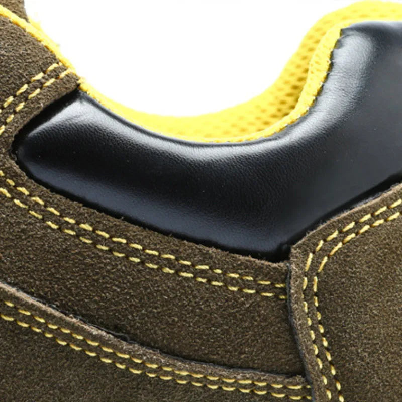 Bronze men's steel toe safety shoes with cow suede upper and non-slip sole