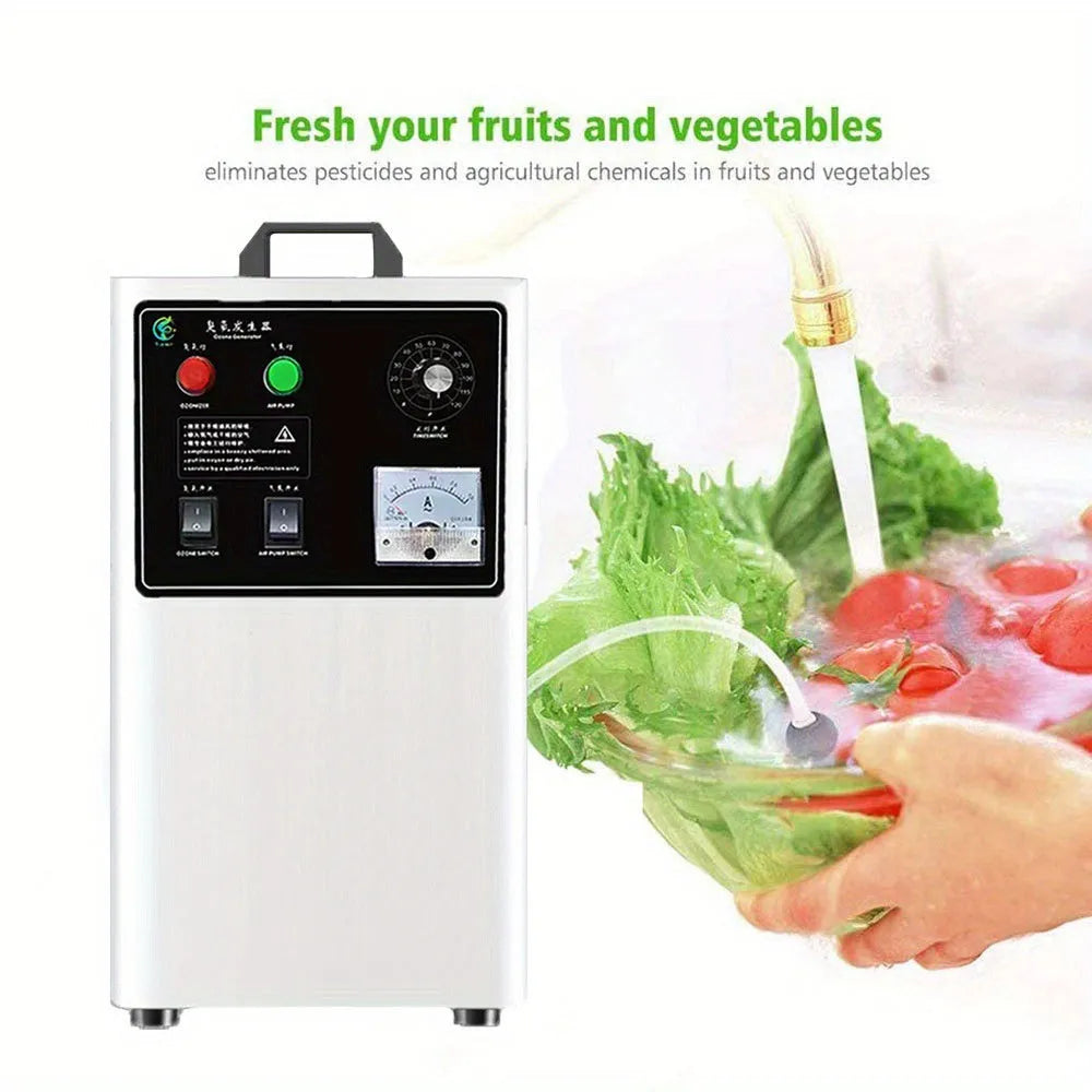 Ozone generator for fruit and vegetable treatment with air-cooled design and 20g/h capacity