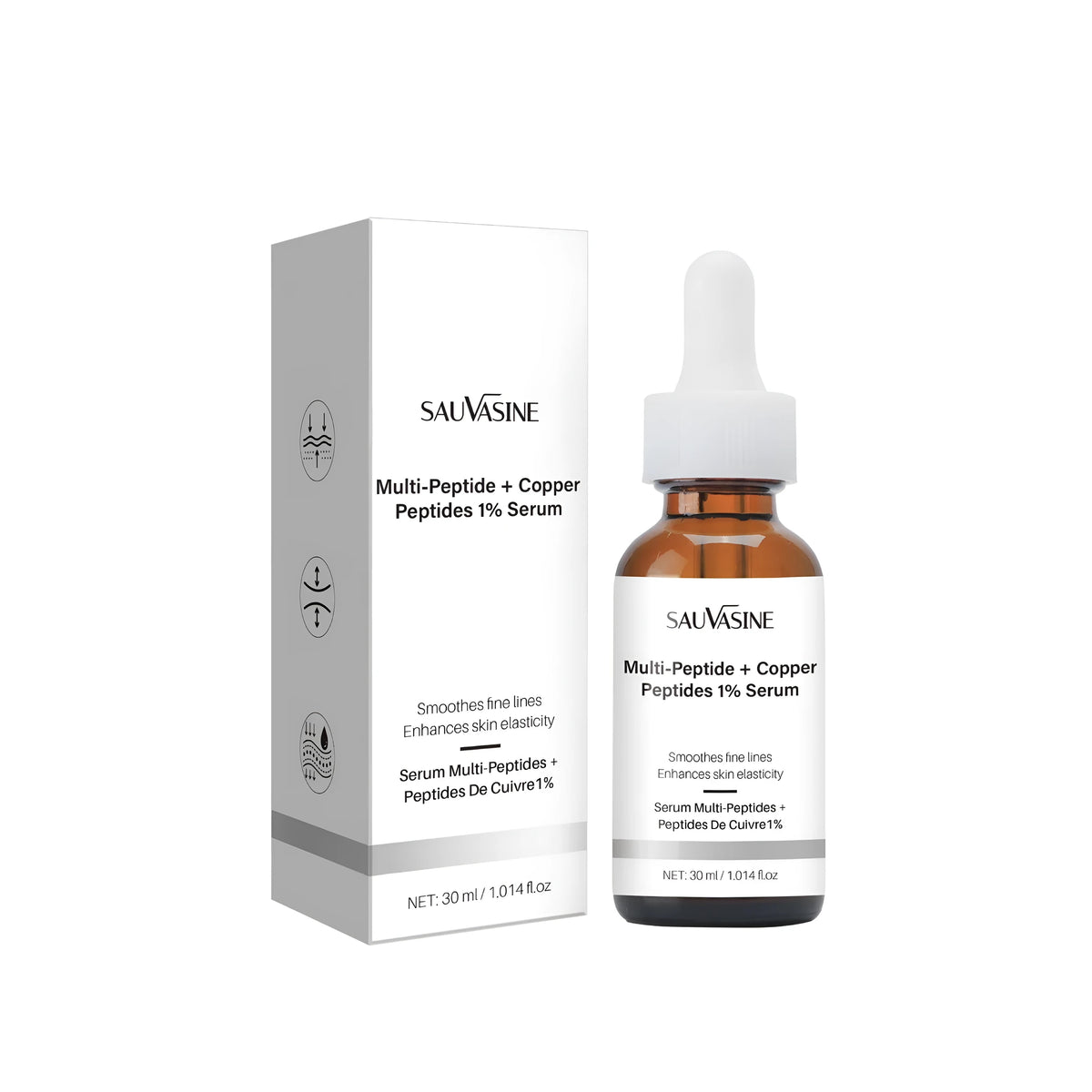 30ml glass bottle of moisturising facial oil with dropper for anti-wrinkle and skin tone care