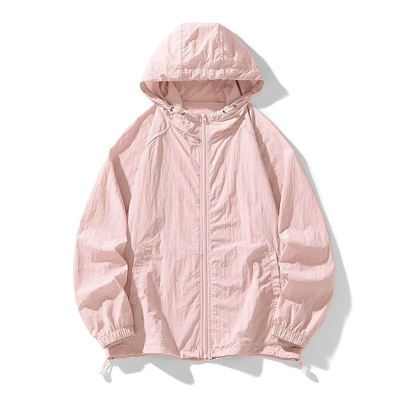 Loose fit nylon blend sports jacket for men and women shown in a choice of nine colours including black, navy, and wine red.
