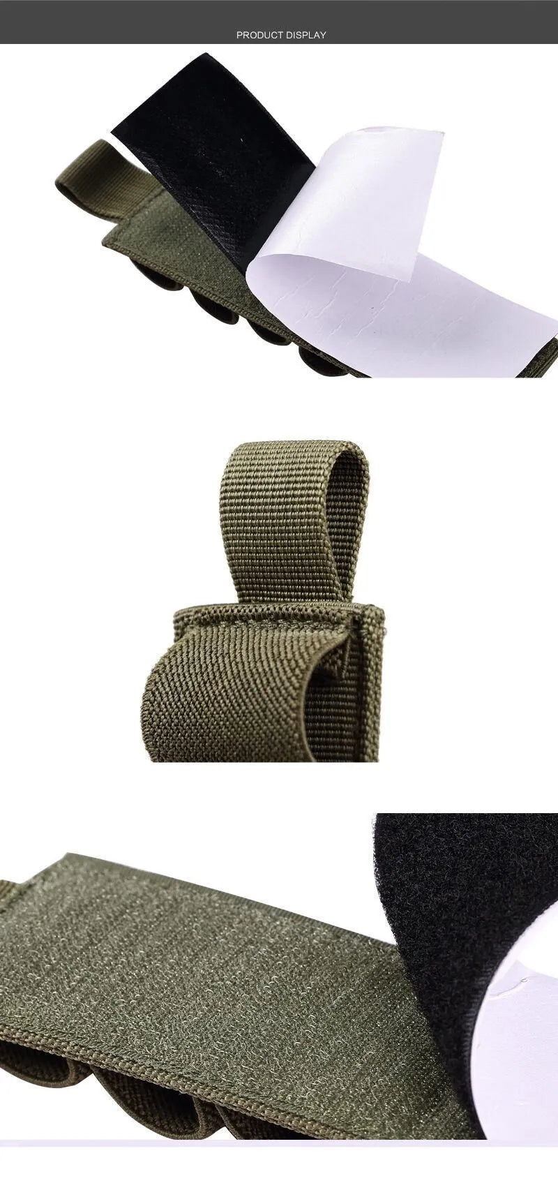 Tactical 6-hole loose sticker bag made from 1000D nylon in army green, shown with dimensions 5cm by 16.5cm.