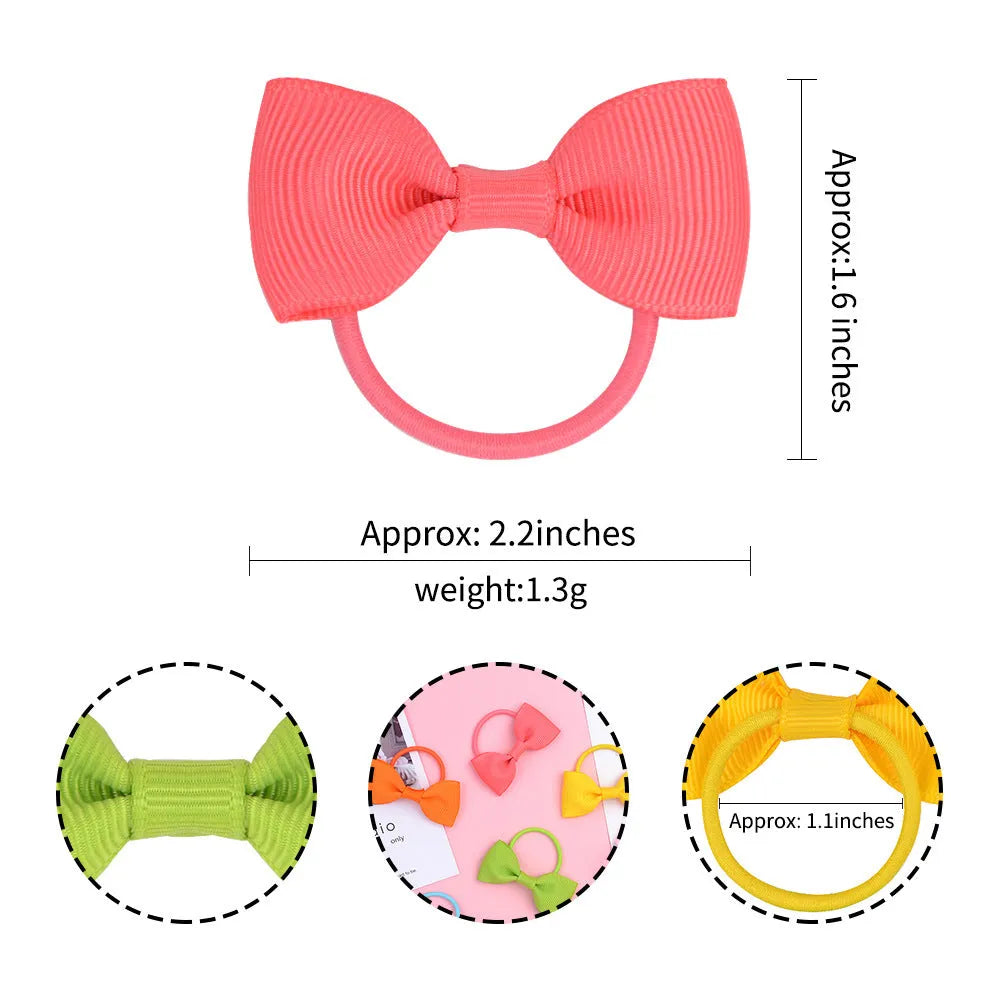 80-piece multi-coloured baby hair ties with grosgrain ribbon bows on elastic bands for infants and toddlers