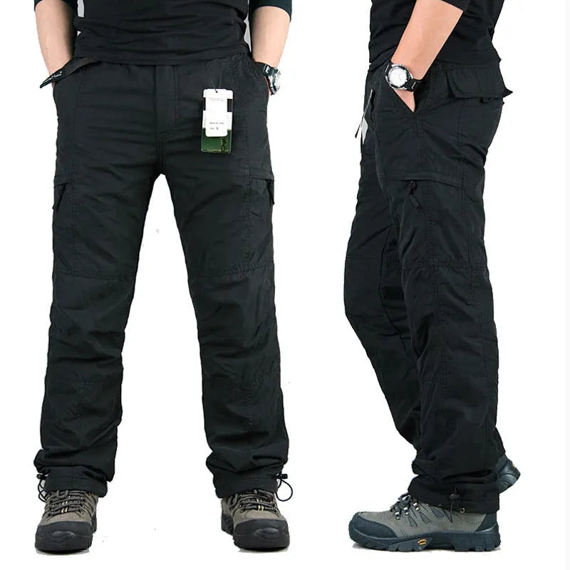 Men's stone wash cotton overalls with wool lining in loose straight leg fit