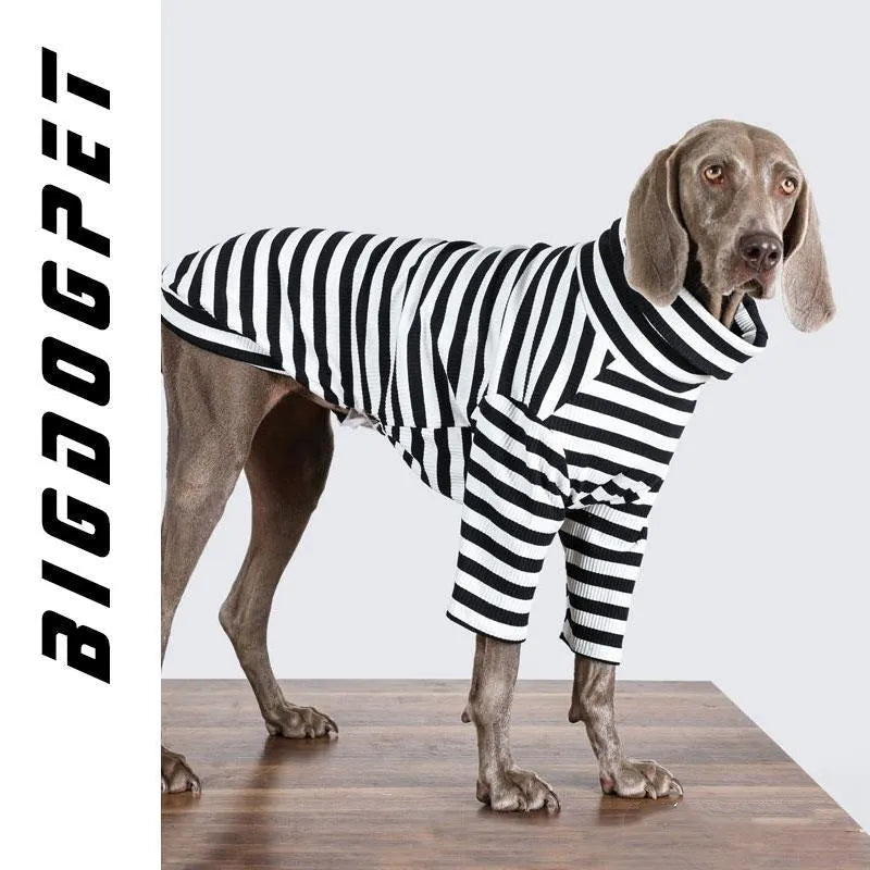 Black and white thin polyester inner layer dog clothing showing size tags M L XL XXL XXXL